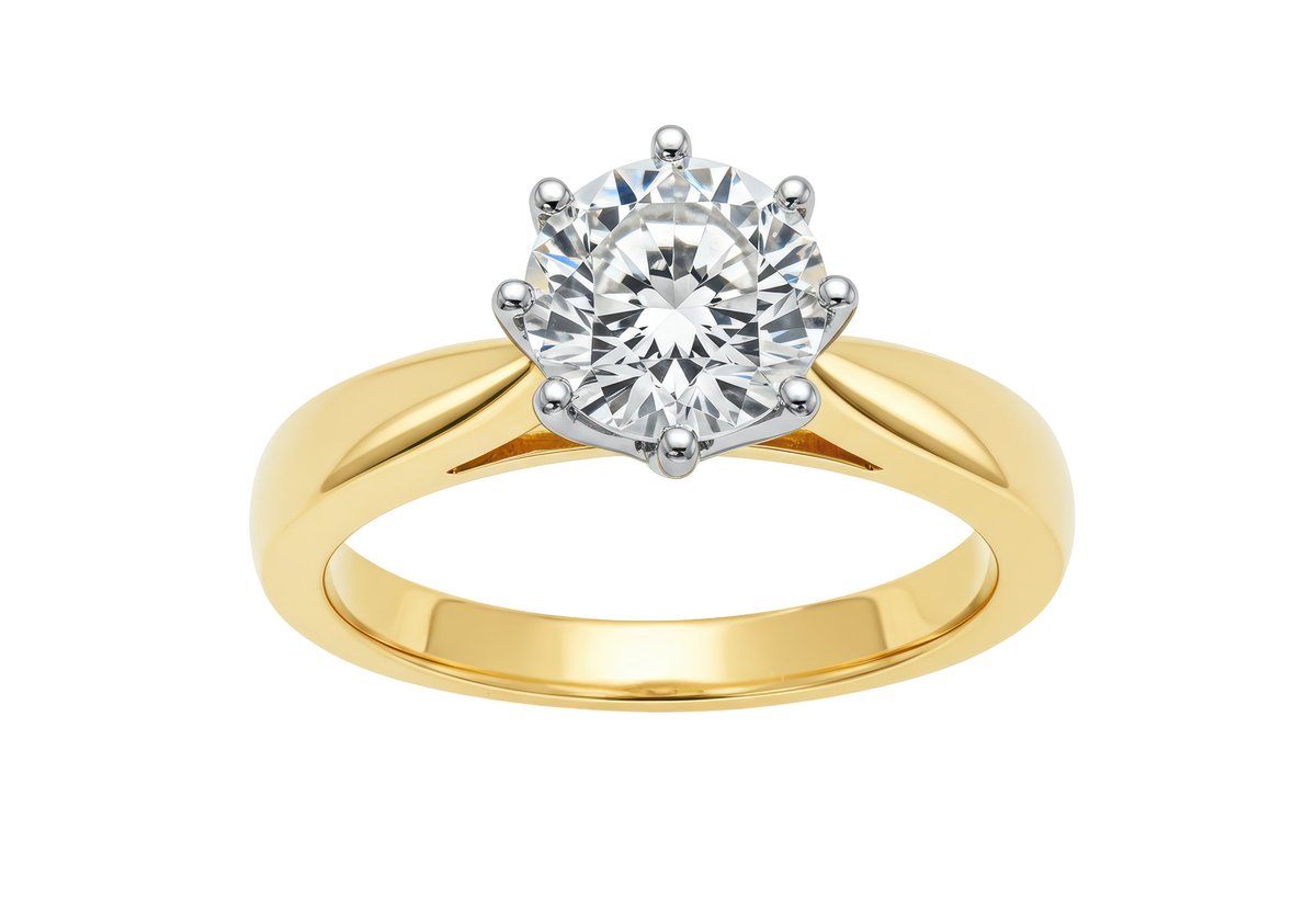 Isolated solitaire diamond ring